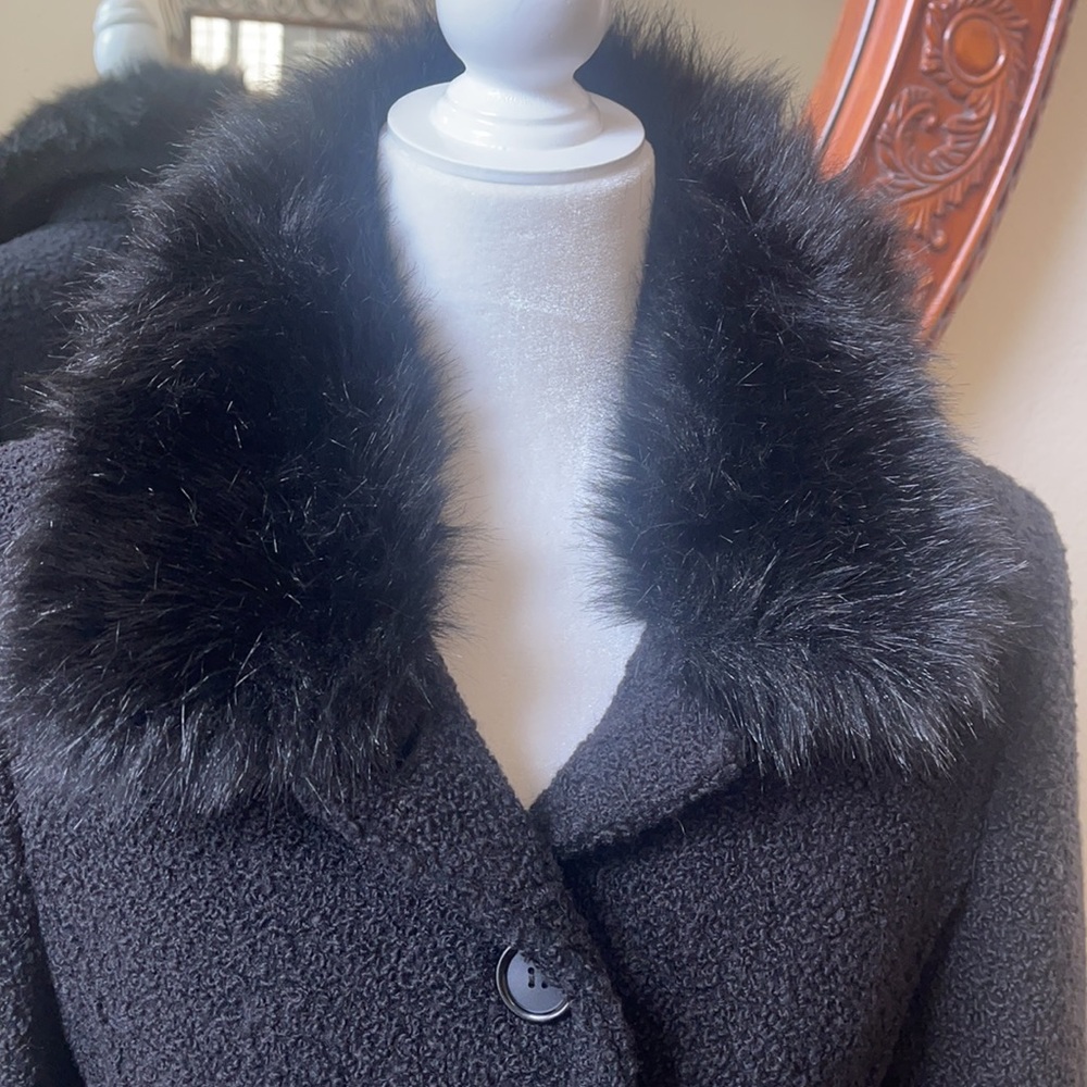 Giacca Gallery wool coat faux fox collar